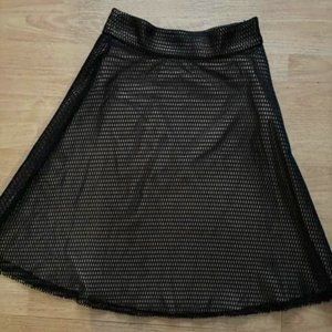 Forever  21 Black Mesh with Gold Lining A line Skirt